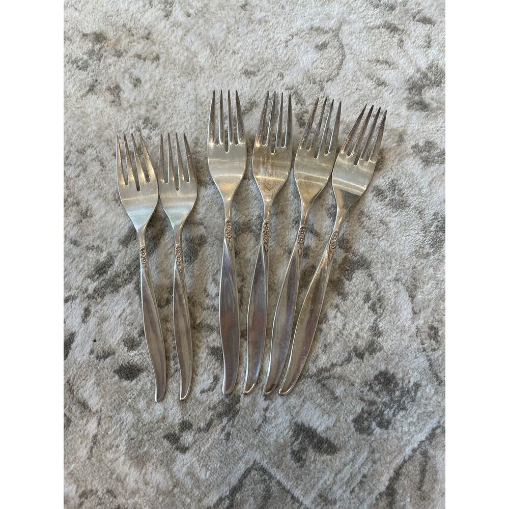 vintage oneida community‎ silverplate rose pattern set of 6 forks